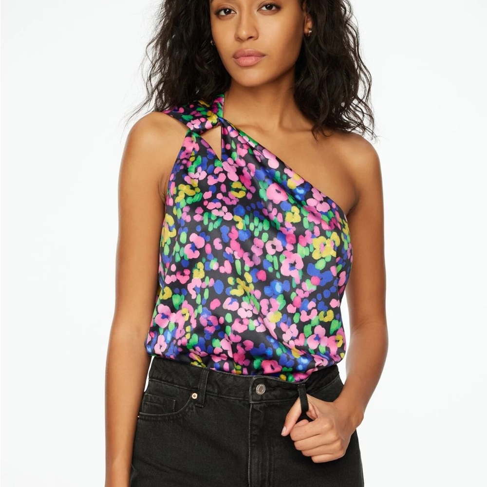 NWOT one shoulder satin bodysuit